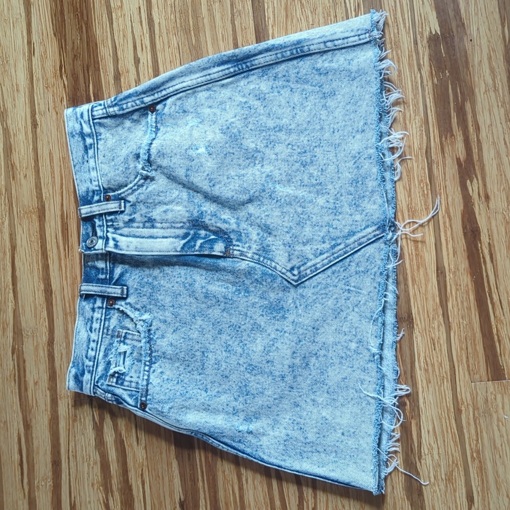 Denim mini skirt. Abercrombie and Fitch. Size 26. Worn but in good condition.